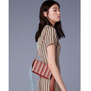 Diane‎ Von Furstenberg Suede Vienna Soiree Striped Suede Chain Crossbody Purse